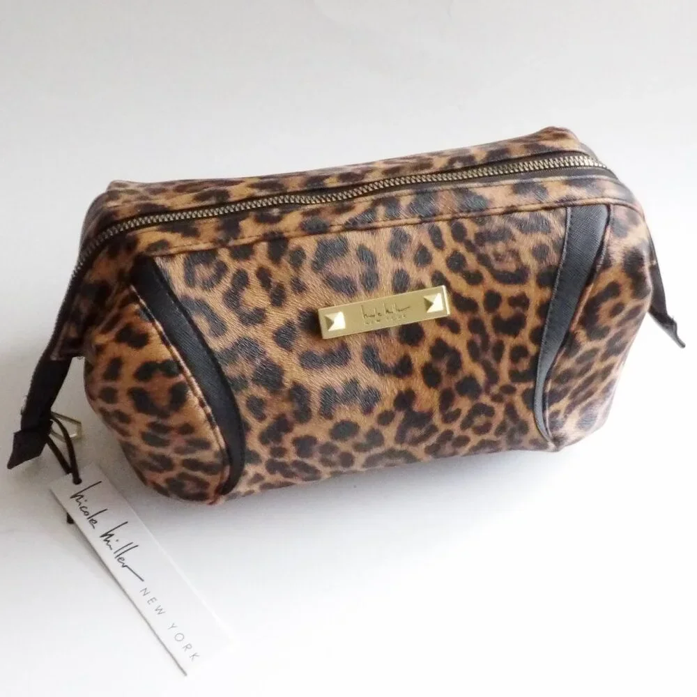Nicole Miller Animal Print Make Up Bag Great as a Travel Toiletry Bag NWT